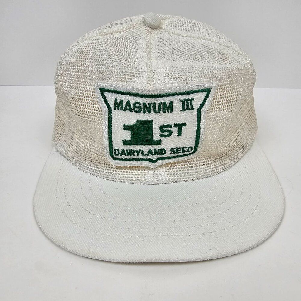 Vintage Swingster Snapback Trucker Patch Hat Magnum III 1st Dairyland Seeds Farm